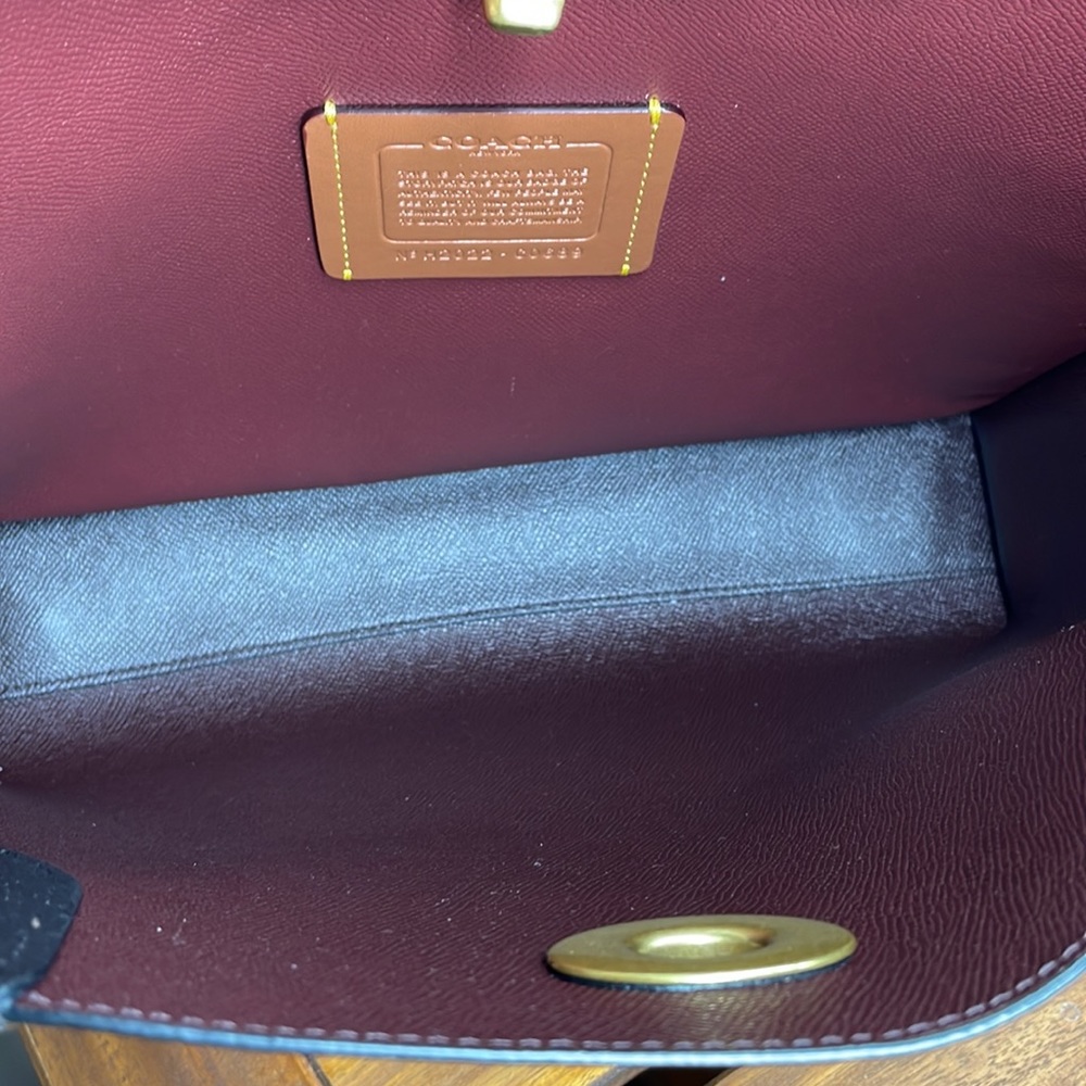 Coach Black Leather Tote with Burgundy Tag and Gold Hardware - Picture 7 of 14
